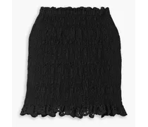 Paola gathered broderie anglaise cotton-blend mini skirt - Black
