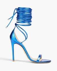 Stuart Weitzman Lace-up mirrored-leather sandals - Blue Blue