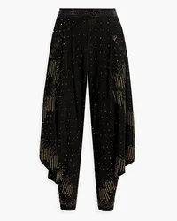 Camilla Embellished draped stretch-jersey tapered pants - Black Black