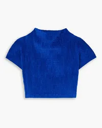 TOVE Alina cropped textured-velvet top - Blue Blue