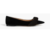 Wheaton knotted faux patent-leather point-toe flats - Black