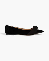 Sam Edelman Wheaton knotted faux patent-leather point-toe flats - Black Black