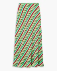 RIXO Kelly striped crepe midi skirt - Green Green