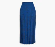 Space-dyed ribbed-knit midi skirt - Blue