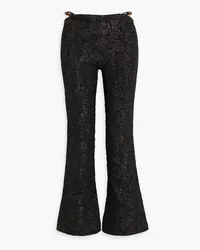 Ganni Cutout bead-embellished cloqué flared pants - Black Black