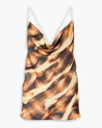 Y/PROJECT Open-back draped printed satin top - Orange Orange