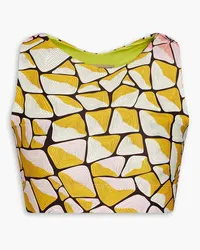 Emilio Pucci Cropped printed stretch-jersey top - Yellow Yellow