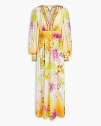 Camilla Crystal-embellished floral-print silk crepe de chine maxi dress - Yellow Yellow