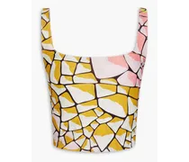 Cropped printed stretch tank - Yellow
