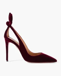 Aquazzura Bow Tie 105 velvet pumps - Burgundy Burgundy