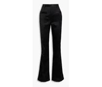 Crinkled-satin flared pants - Black