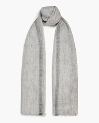 Brunello Cucinelli Striped metallic gauze scarf - Gray Gray