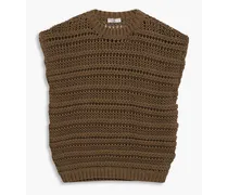 Open-knit cotton-blend sweater - Brown
