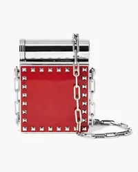 Valentino Garavani Studded silver-tone and enamel compact mirror - Red Red