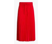 Pleated crepe de chine midi skirt - Red