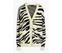 Zebra-print jacquard-knit cardigan - Yellow