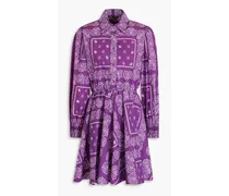 Paisley-print cotton mini shirt dress - Purple