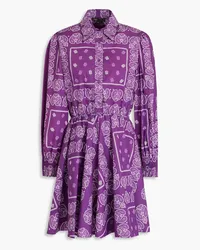 Maje Paisley-print cotton mini shirt dress - Purple Purple