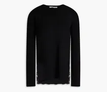 Garavani - Corded lace-paneled wool sweater - Black