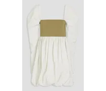 Twill-paneled taffeta mini dress - White