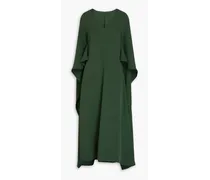 Cape-effect silk-crepe midi dress - Green
