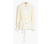 Belted cotton-poplin shirt - Neutral