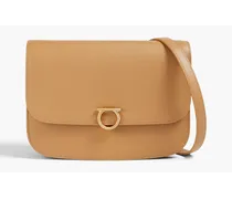 Gancini pebbled-leather shoulder bag - Brown