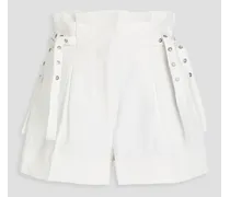 Hammered cotton and linen-blend shorts - White