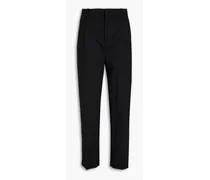 Wool-blend grain de poudre tapered pants - Black