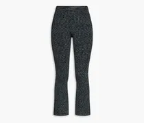 Marled ribbed-knit flared pants - Gray
