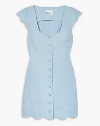 Lisa Marie Fernandez Scalloped Swiss-dot cotton-piqué mini dress - Blue Blue