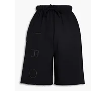 Joela appliquéd cotton-fleece shorts - Black