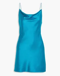 Alice + Olivia Alice Olivia - Harmony draped satin-crepe mini slip dress - Blue Blue