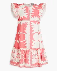 RED Valentino Ruffled printed woven mini dress - Orange Orange