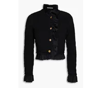 Ruffled shirred satin-jersey jacket - Black