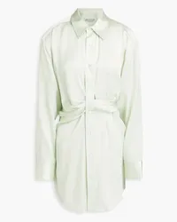 Alexander Wang Draped silk-satin mini shirt dress - Green Green