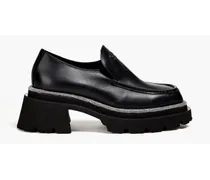 Teriane crystal-embellished leather platform loafers - Black