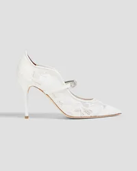 Malone Souliers Bella crystal-embellished corded lace pumps - White White