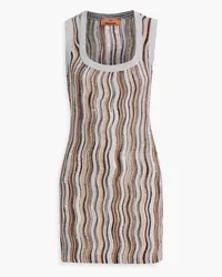 Missoni Sequin-embellished crochet-knit mini dress - Brown Brown