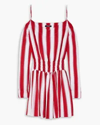 Balmain Cold-shoulder striped twill mini dress - Red Red