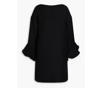 Wool and silk-blend crepe mini dress - Black