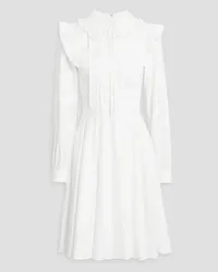 Mikael Aghal Crochet-trimmed pintucked poplin dress - White White