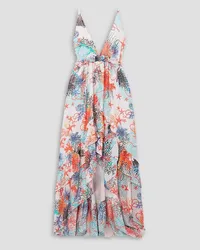 Dundas Open-back ruffled printed fil coupé silk-blend georgette maxi dress - Multicolor Multicolor