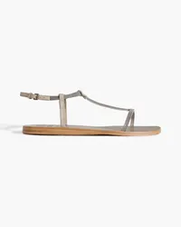 Brunello Cucinelli Bead-embellished suede sandals - Neutral Neutral