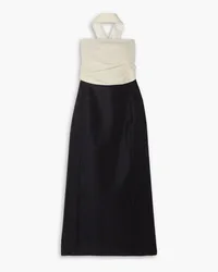 Rosie Assoulin Vampire cutout crepe and cotton-blend faille midi dress - Black Black