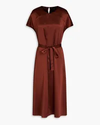 Joseph Dauphine belted silk-satin midi dress - Brown Brown