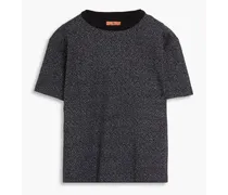 Metallic jacquard-knit wool-blend T-shirt - Black