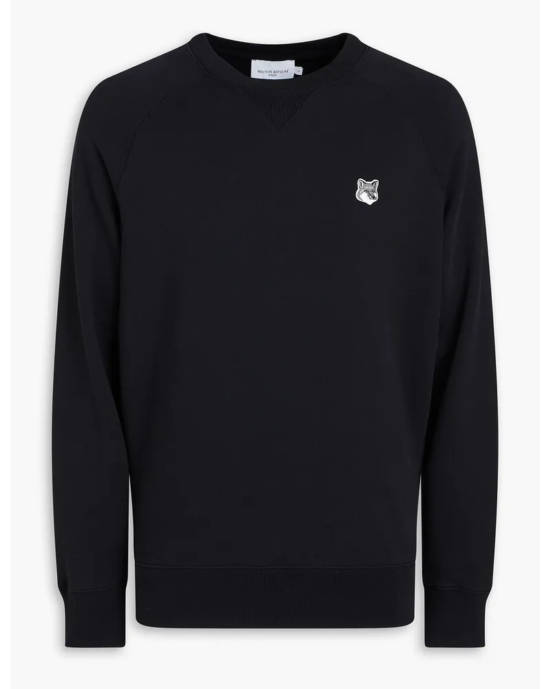 Kitsuné Appliquéd French cotton-terry sweatshirt - Black Black