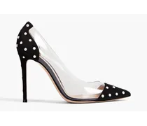 Gianvito Rossi Reine bead-embellished PVC and suede pumps - Black Black