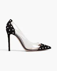 Gianvito Rossi Reine bead-embellished PVC and suede pumps - Black Black